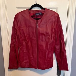 Hillard & Hanson Red Leather Jacket